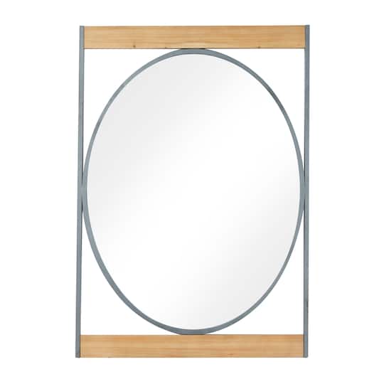 Brown Iron Industrial Wall Mirror, 40" x 28" x 2"